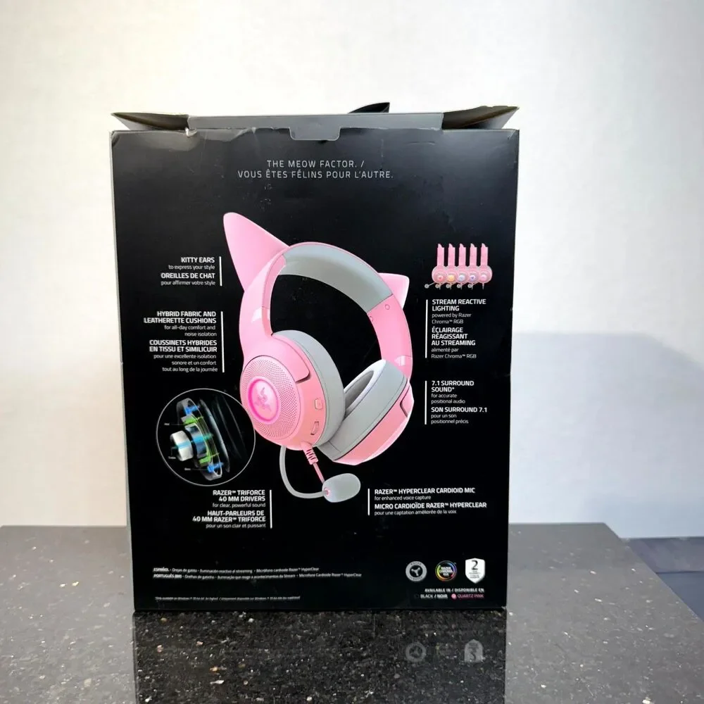 Razer‎ Kraken Kitty V2 Quartz Edition Wired Gaming Headset New